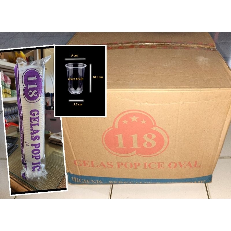 [1DUS] GELAS POP ICE OVAL 14 OZ