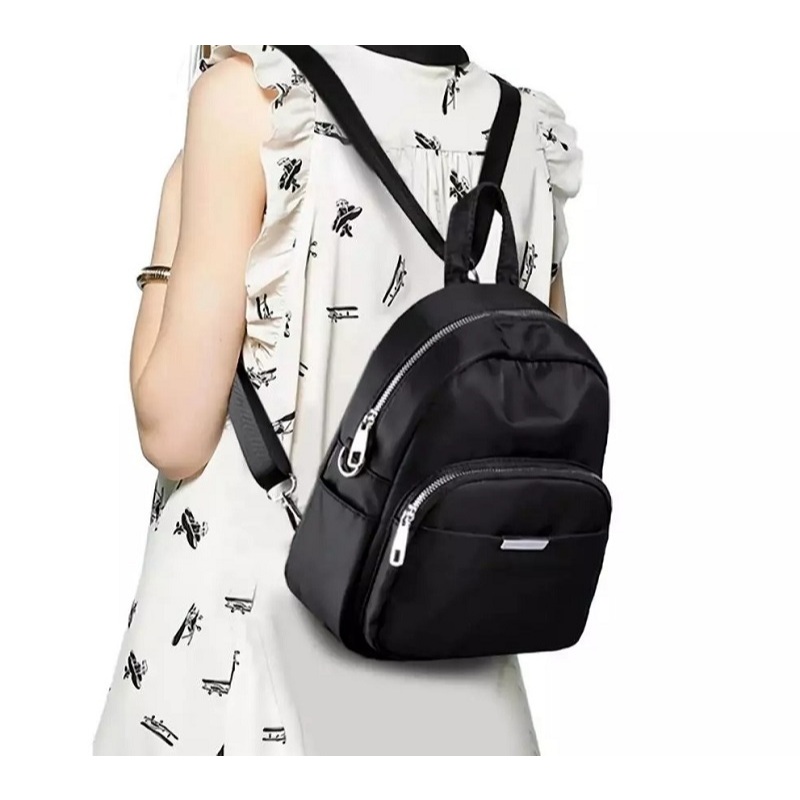 Tas Wanita ransel Punggung Jinjing Hitam Polos Fashion Ransel Mini Korea