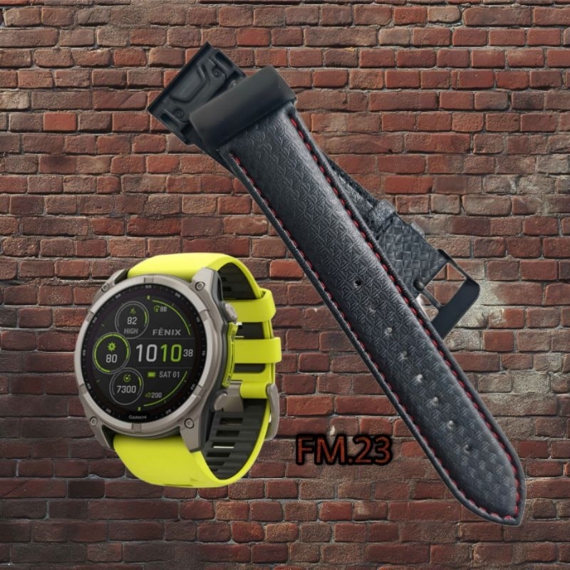 CARBON STRAP KULIT LEATHER ASLI GENUINE WATCH BAND TALI GARMIN FENIX 8 E 47MM 7 6 5 PLUS SOLAR AMOLE