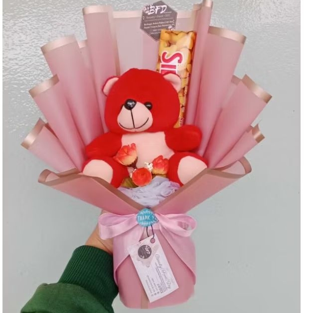 BUKET BONEKA COKLAT | BUKET SILVERQUEEN COKLAT | BUKET BONEKA
