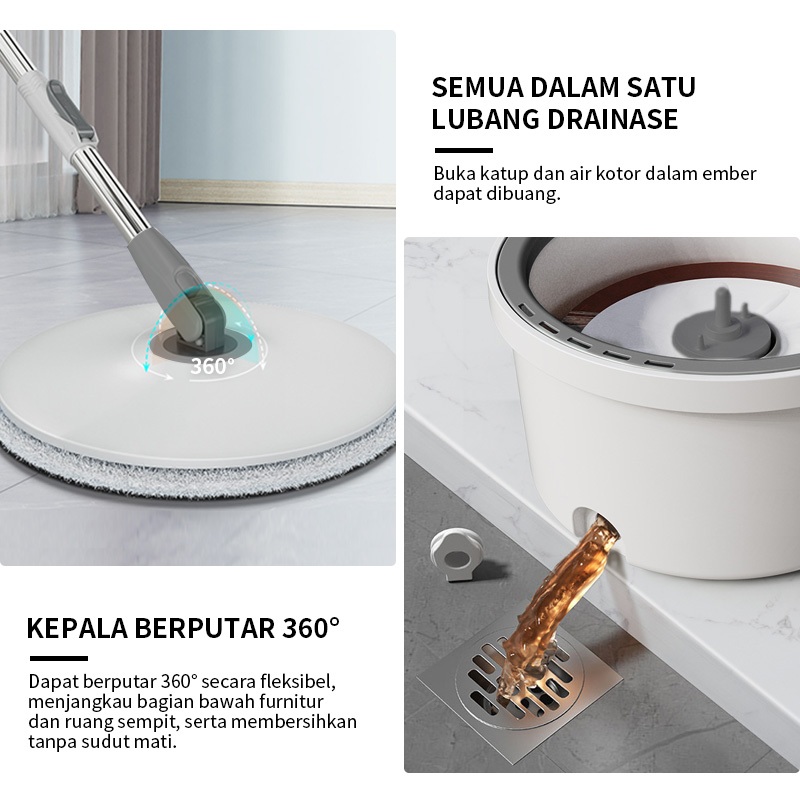 Gm Bear Alat Pel Lantai Putar Otomatis Tanpa Peras 1367 - Spin Mop Pel Pelan Lantai