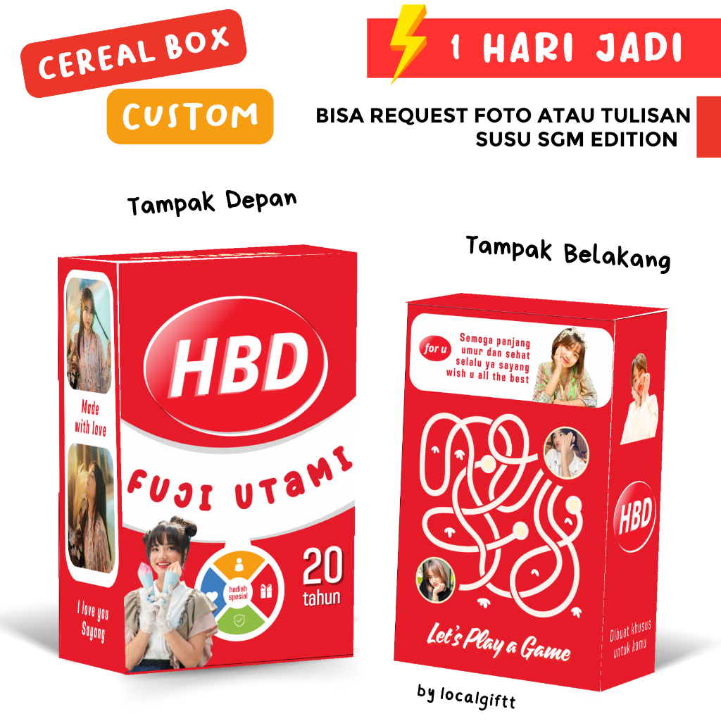 cereal box custom edisi susu sgm | box custom | giftbox custom | cereal gift box | kado lucu | kado 