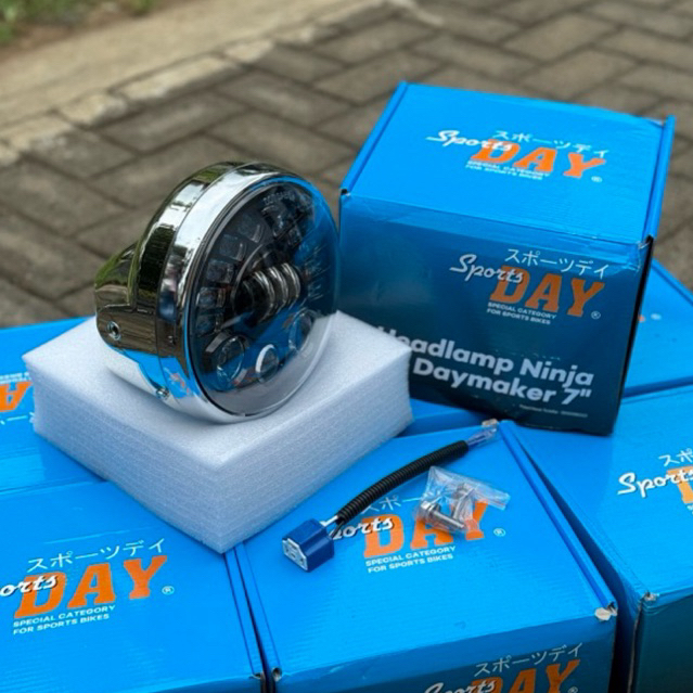 LAMPU DEPAN NINJA SS SET DAYMAKER 7inc 16 LED REFLEKTOR SET DAYMAKER NINJA R SS