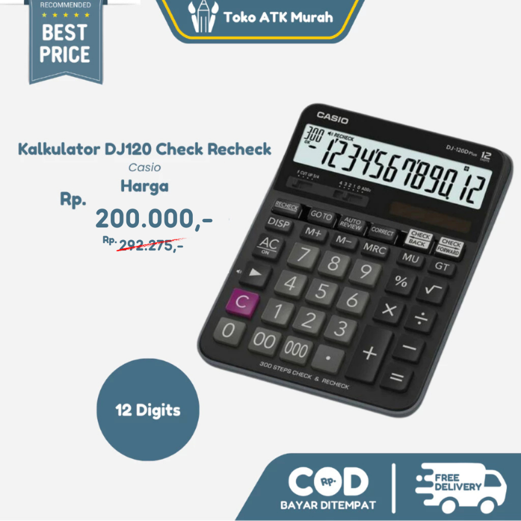 

Calculator Casio DJ-120D PLUS - Kalkulator Meja 12 Digit Original | Check & Correct