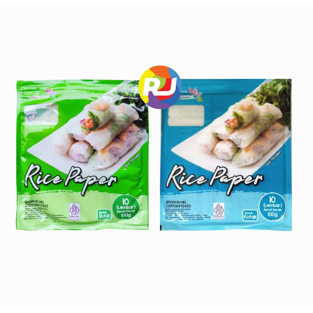 

JavaSuperfood Rice Paper Kulit Lumpia Vietnam Spring Roll Banh Trang 10 Lembar / 100gr - Kotak BIRU / Bulat HIJAU
