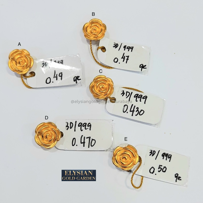 Gelang Tali Charm Emas Bunga Mawar