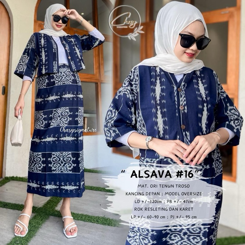 Alsava Setelan Tenun Troso ORI by Chasy One Set Rok Batik Tenun Setelan Kondangan Kekinian Oneset Ba