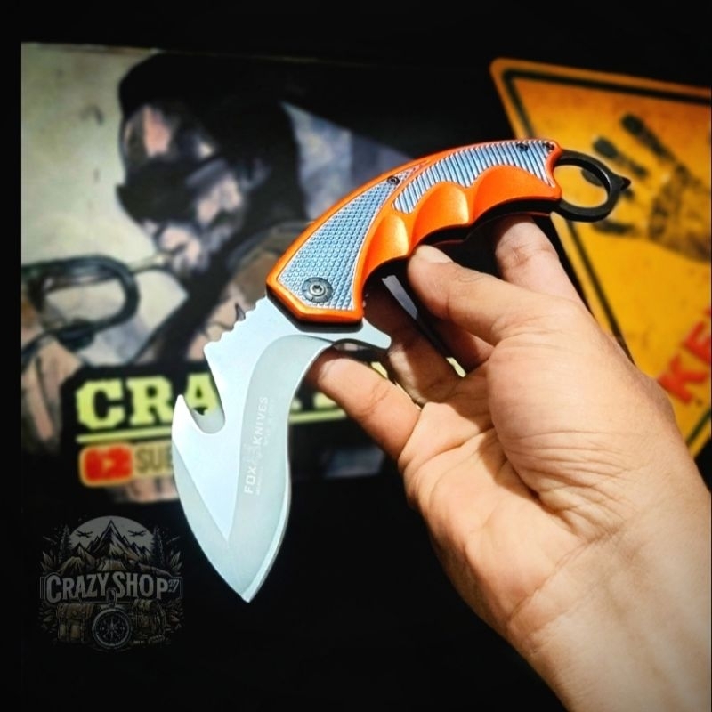 Pisau Survival Lipat Claw / Pisau survival fox Titanium solid Stell