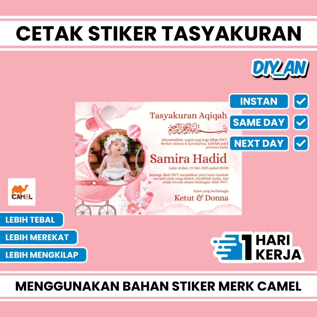 

Stiker tasyakuran aqiqah instan sehari jadi