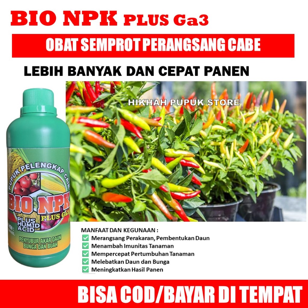 {COD} Pupuk Ajaib Pelebat Buah Cabe, NPK GAZA 500 ML Perangsang Buah Cabe Lebat, Pupuk Kalsium Cair 