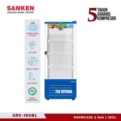 Showcase Sanken SRS-185-BL / Kulkas Minuman /pendingin makanan