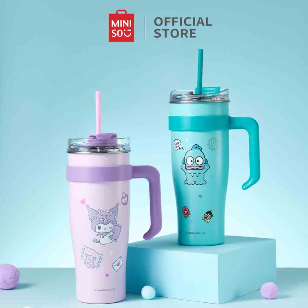 Miniso X Sanrio Botol Minum Stainless Steel Tumbler 1600mL Kuromi/My Melody Stainless Tumbler Dengan