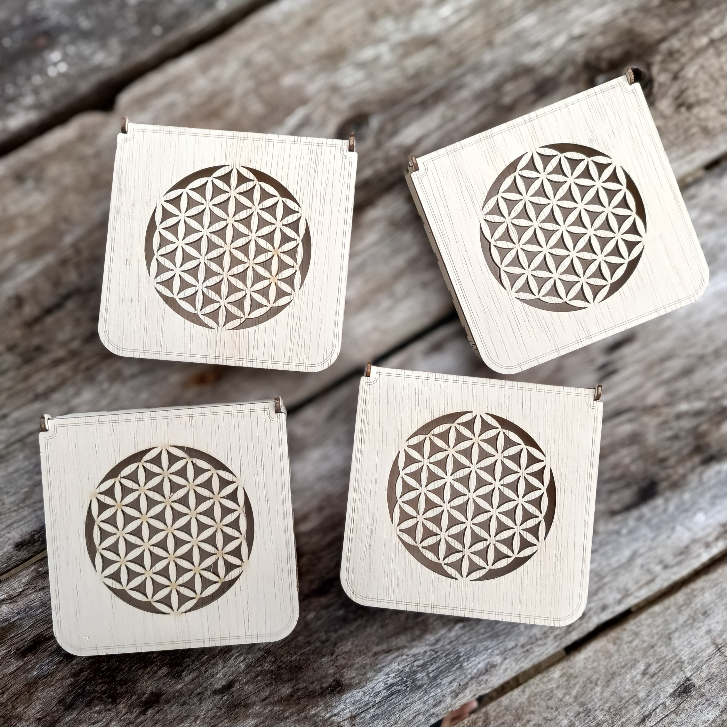 

B020. (BARU) Box Kayu Plywood Motif Flower of Life - 11x11x3 cm