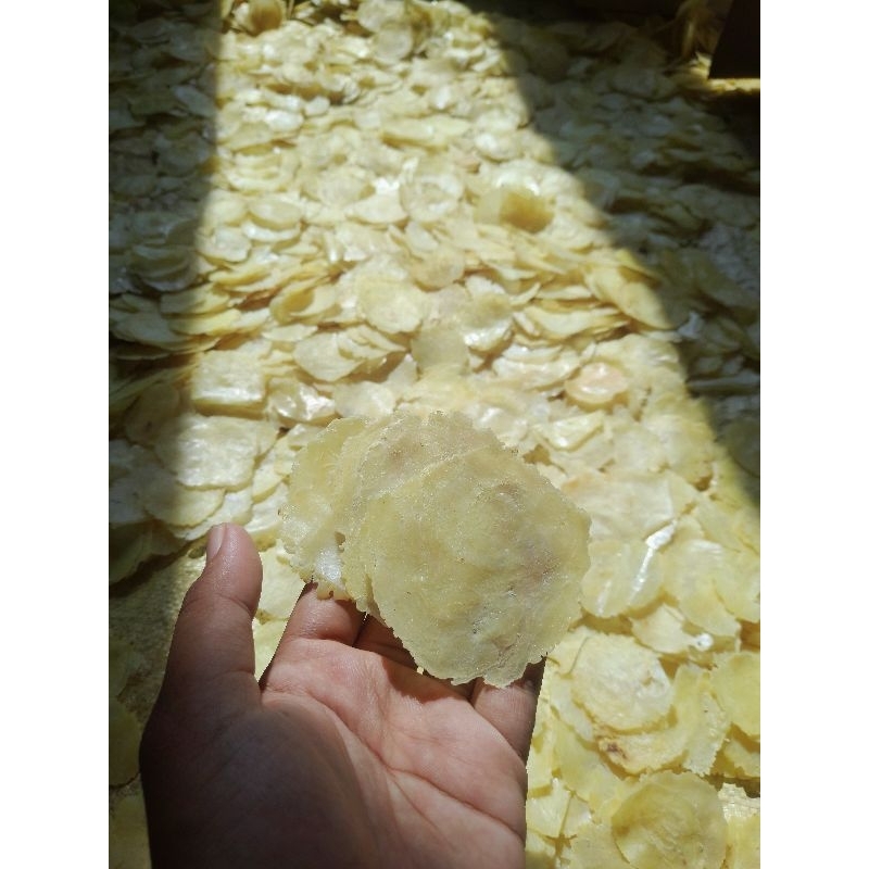 

Emping Belinjo khas limpung ukuran agak lebar 500gram saip goreng.