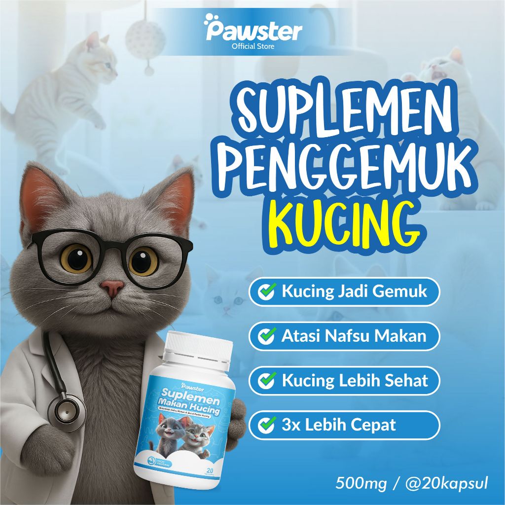 Suplemen Penggemuk Kucing - Obat Penambah Nafsu Makan dan Berat Badan Kucing Pawster