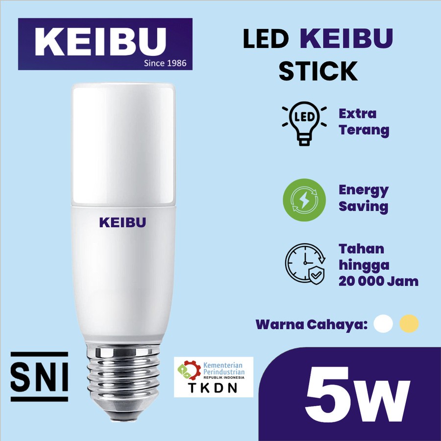 Lampu KEIBU Stick LED 5watt (5W) Cahaya Putih & Kuning. - Daylight,Warmwhite