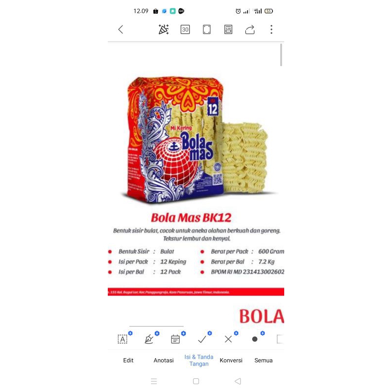 

mie bolamas isi 12 keping