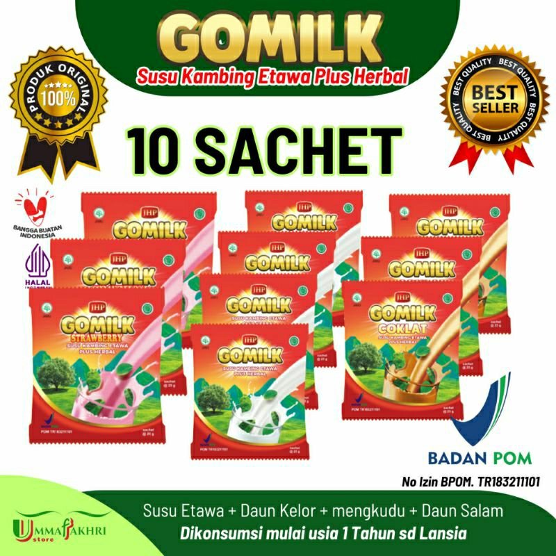 

GOMILK SACHET isi 10 lebih murah lebih praktis susu kambing etawa plus herbal alami