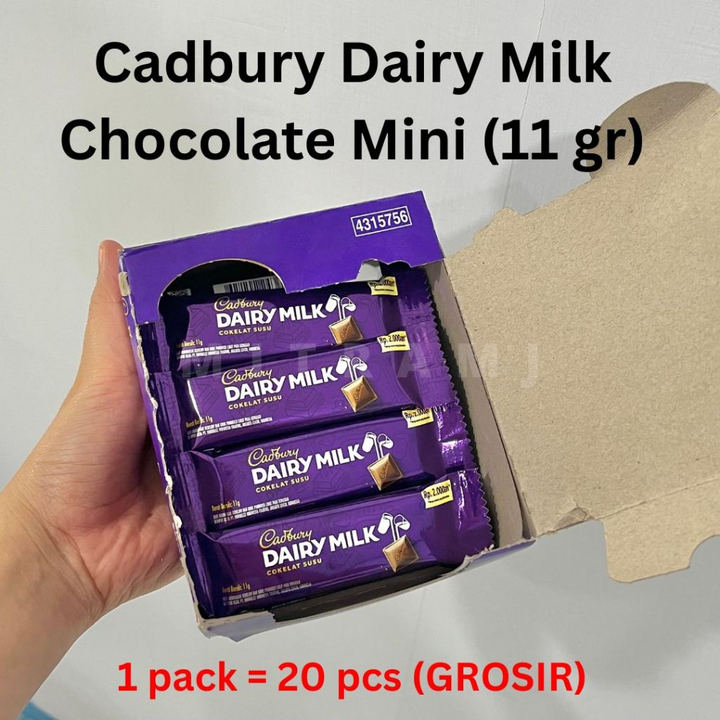 [PACK] Cadbury Dairy Milk (11 GR X 20 PCS) | Cokelat Cadbury Dairy Milk Mini
