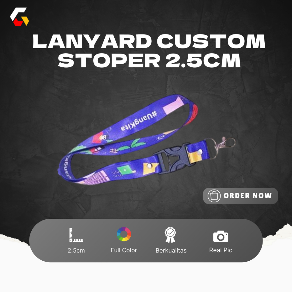 

Lanyard Custom 2.5cm Tali Nametag Idcard Bahan Tissue Gantungan Hp Printing Full Color Anti Luntur