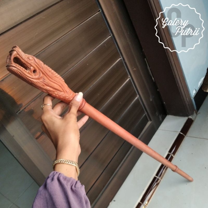 tongkat komando kayu nagasari ukir naga