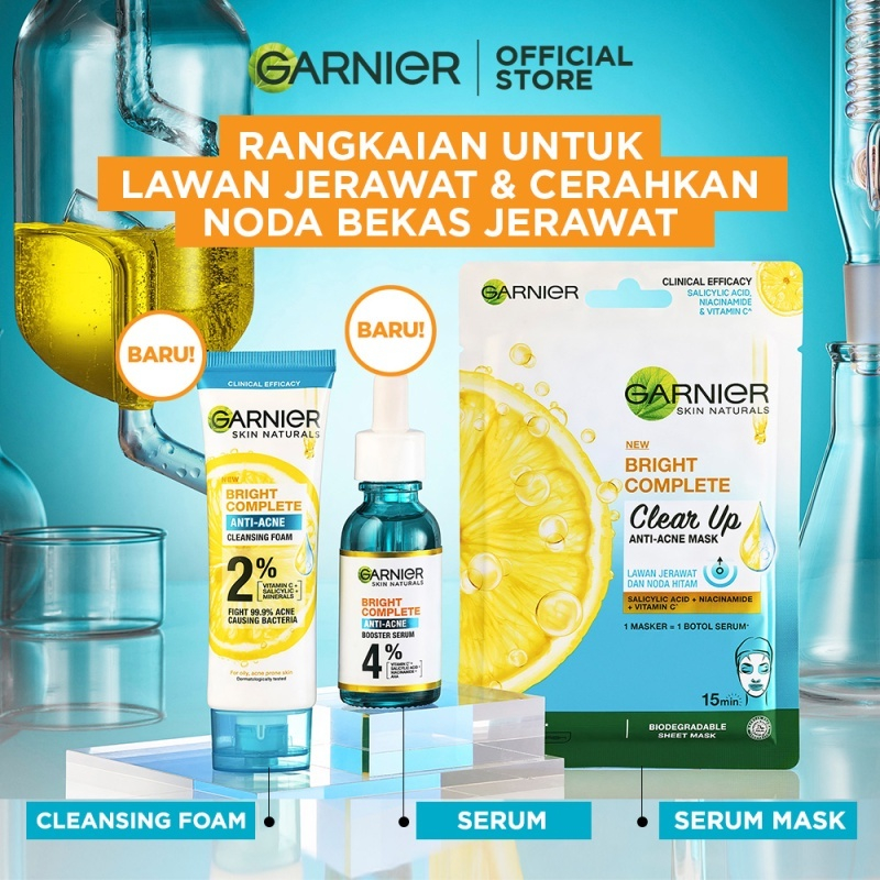 Garnier Bright Complete Anti Acne Booster Serum - 30 ml - Skincare Wajah Jerawat Treatment Flek Hita