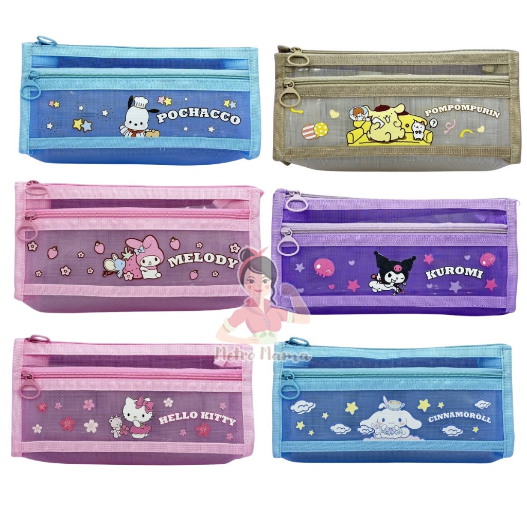 

Tempat Pensil Anak Sanrio Bahan Jaring Tebal Alat Tulis Sekolah Kuromi Melody Cinnamoroll