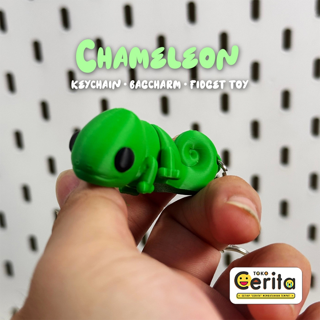 Gantungan Kunci Baby Chameleon / Bunglon – Fidget Keychain Hewan Lucu | Tas & Mainan Anti Stres