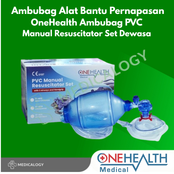 Ambubag Alat Bantu Pernapasan OneHealth Ambubag PVC  Manual Resuscitator Set Dewasa