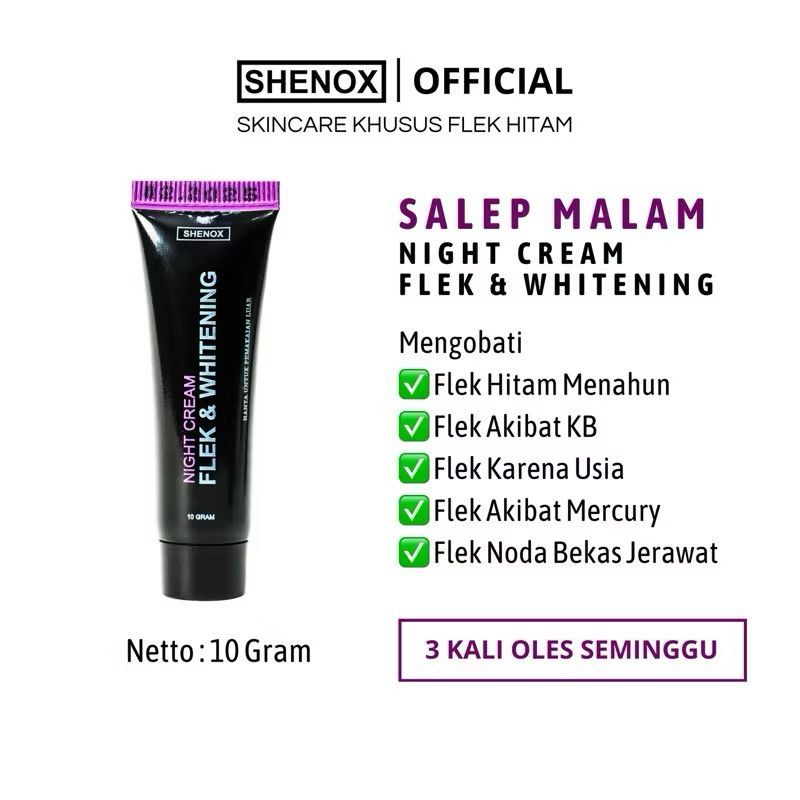Shenox Skincare Salep Flek Night Whitening Resmi BPOM | Salep Malam Flek Hitam