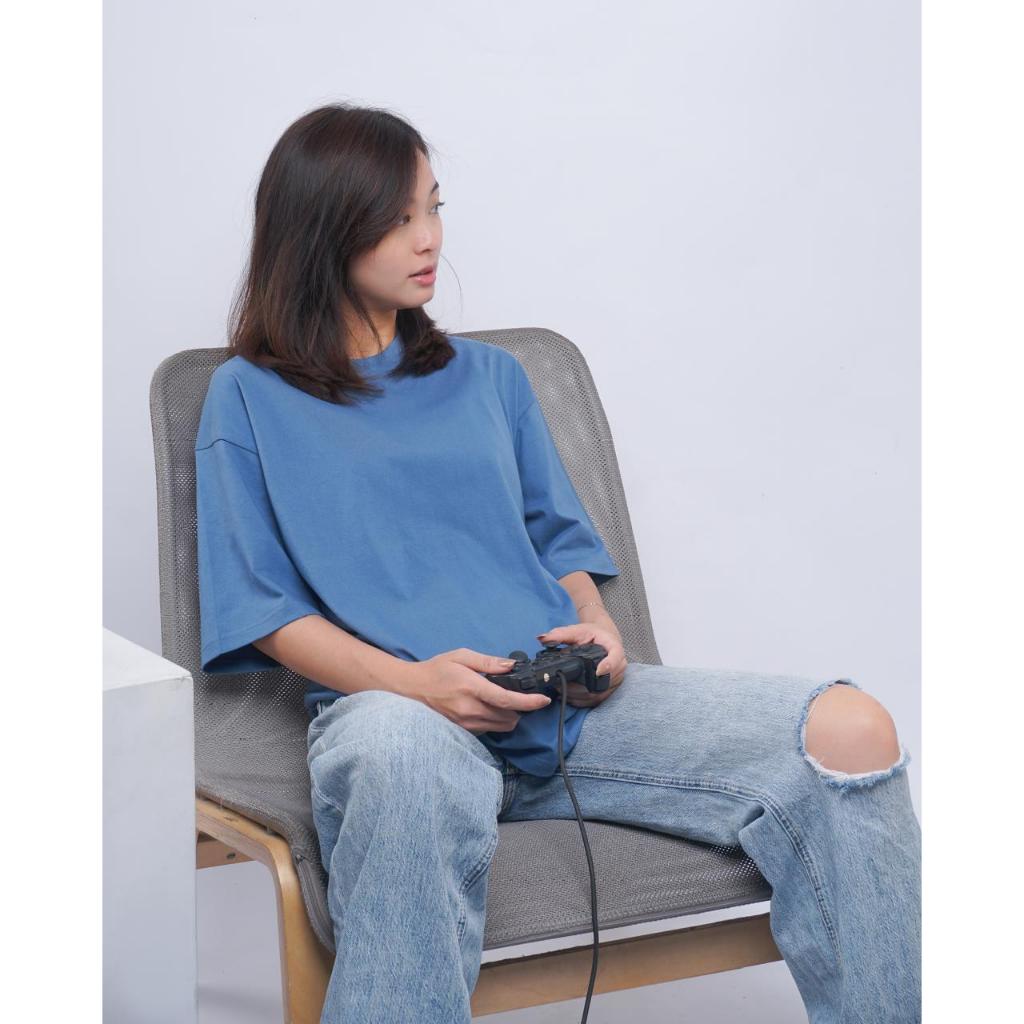 Kaos Polos Oversize Biru Premium 20s