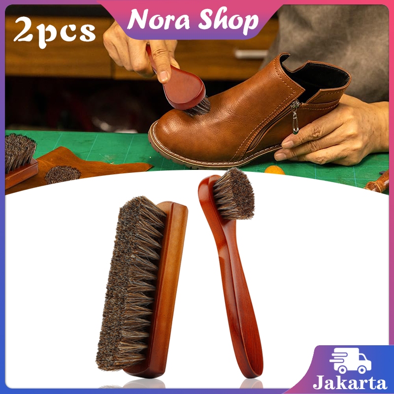 Sikat Polishing Sepatu Bulu Kuda 2pcs Horse Hair Shoe Cleaning Brush Sikat Detailing Sepatu