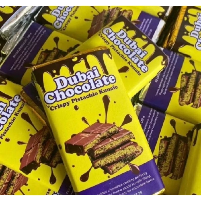 

Chocolate Dubai Original Crispy "PISTACHIO KUNAFE" Berat ±220 gr, Size 16x8 cm, Coklat Viral Lembut