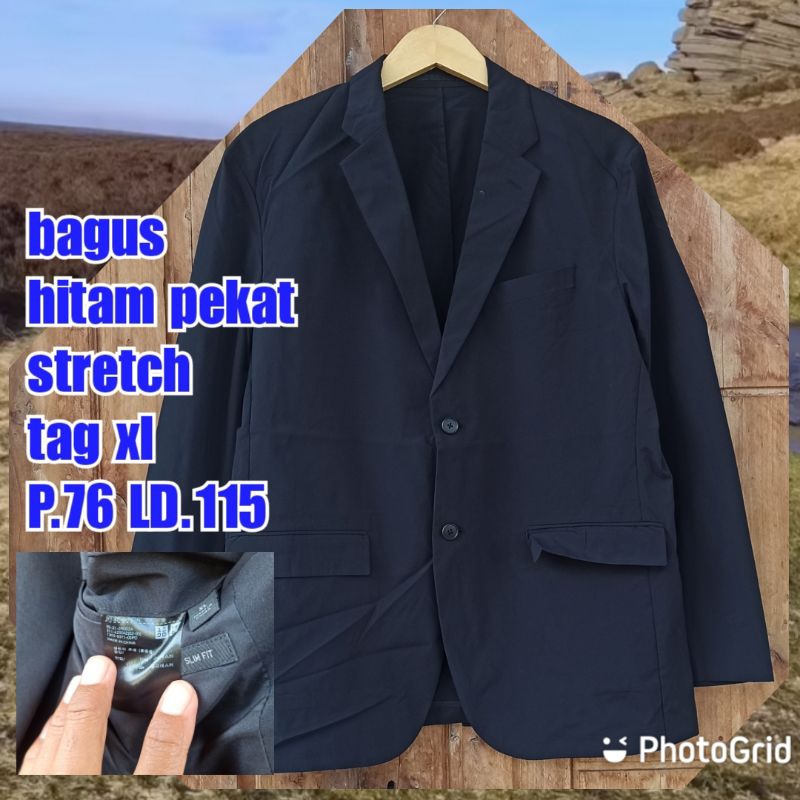 jaket jas blazer outer pria man cowok uniqlo hitam besar jumbo xl