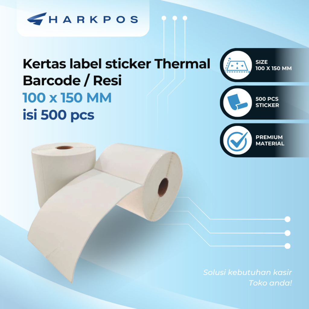 

Sharkpos Kertas Label Sticker Thermal Ukuran 100X150 Untuk Stiker Barcode Resi Pengiriman isi 500 pc