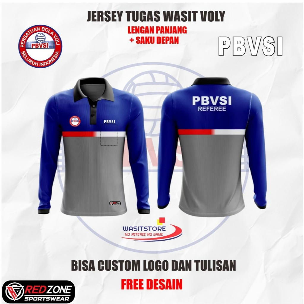 JERSEY WASIT VOLI / VOLLY PRINTING, PBVSI LENGAN PANJANG PENDEK BAJU SERAGAM WASIT VOLLEY