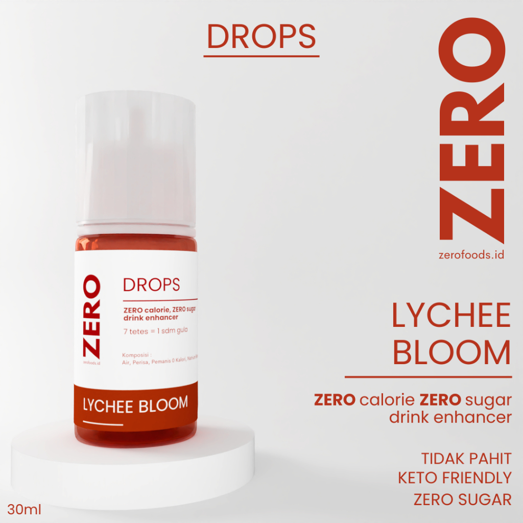 

ZERO Drops Lychee Bloom/ SUGAR FREE 0 Calorie / Diabetes Diet/ Bebas Gula/ Pemanis no Stevia