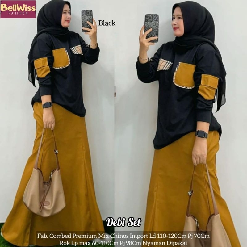 Debi Set Kaos Rok Ld110 Combed Premium Mix Chinos Lolos Ratika Set LISTA Marsella