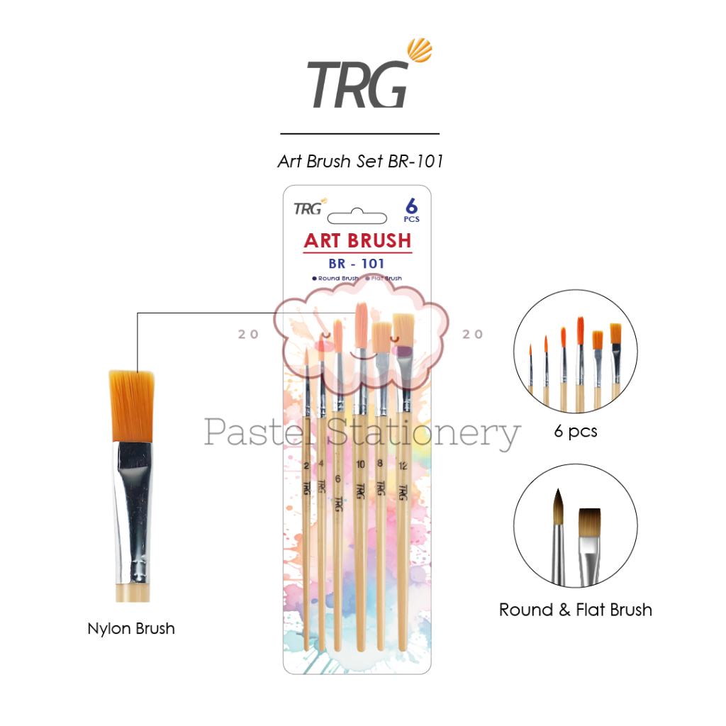 

TRG Kuas Lukis Cat Air Minyak Akrilik Poster BR-101 - Watercolor Acrylic Paint Art Brush Set Isi 6 Buah TRG
