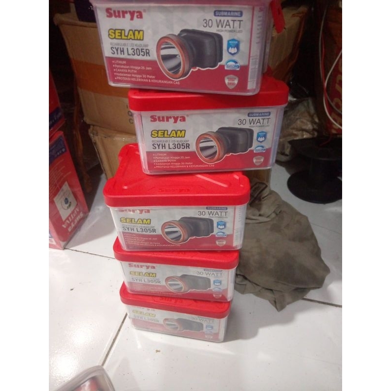 senter kepala Surya 30 Watt SYH 5305R Cahaya putih tahan sampai 35 jam