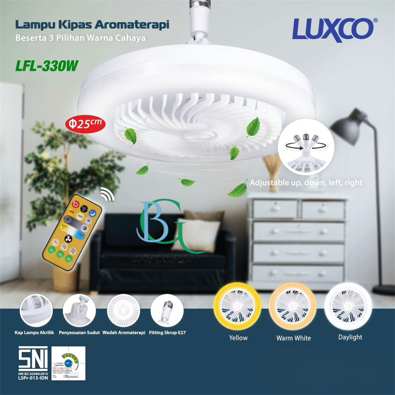 LUXCO LAMPU KIPAS PLAFON REMOT / 30WATT LED 3WARNA LAMPU SNI