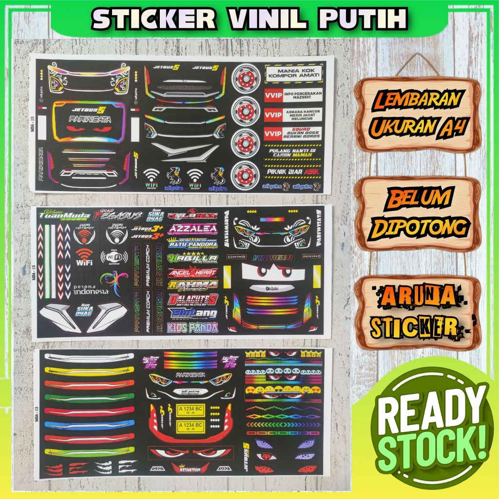 

Sticker Miniatur Bus termurah Bahan Anti Air Lembaran Belum Cutting