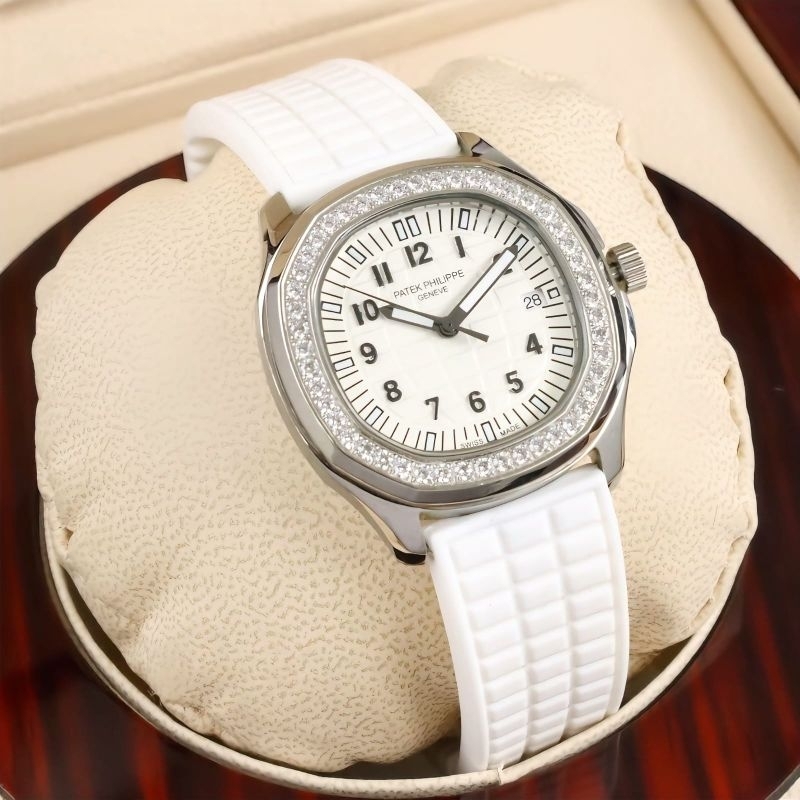 JAM TANGAN WANITA PATEK PHILIP AQUANAUT DIAMOND WHITE JAPAN QUARTZ SUPER QUALITY DIAMETER 36MM