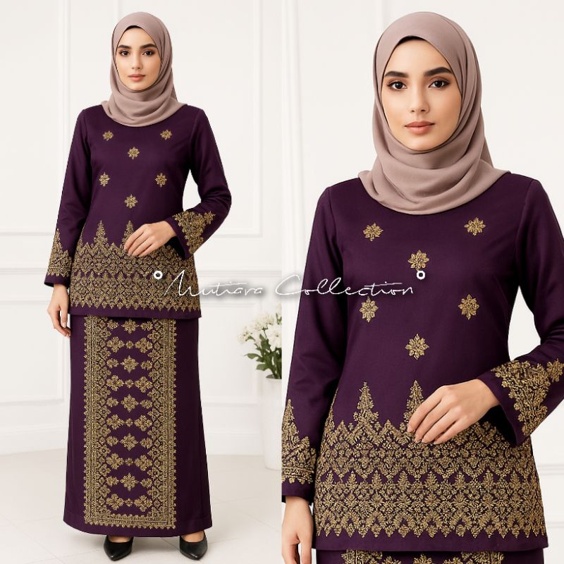 SETELAN BAJU KURUNG BORDIR SONGKET PUCUK REBUNG