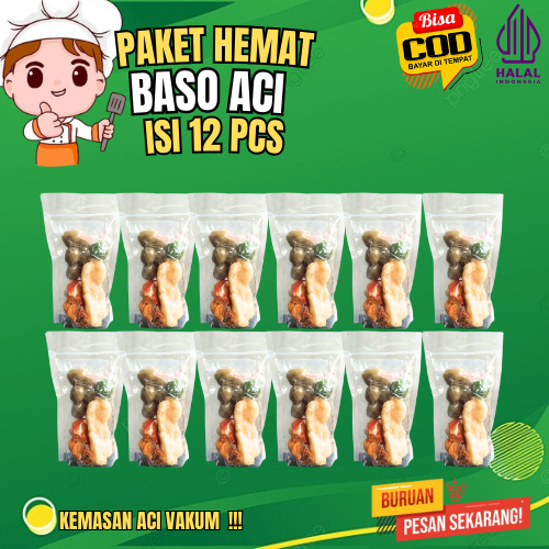 

Baso Aci Instan Paket 12 pcs Kemasan Aci Vakum Anti Jamuran