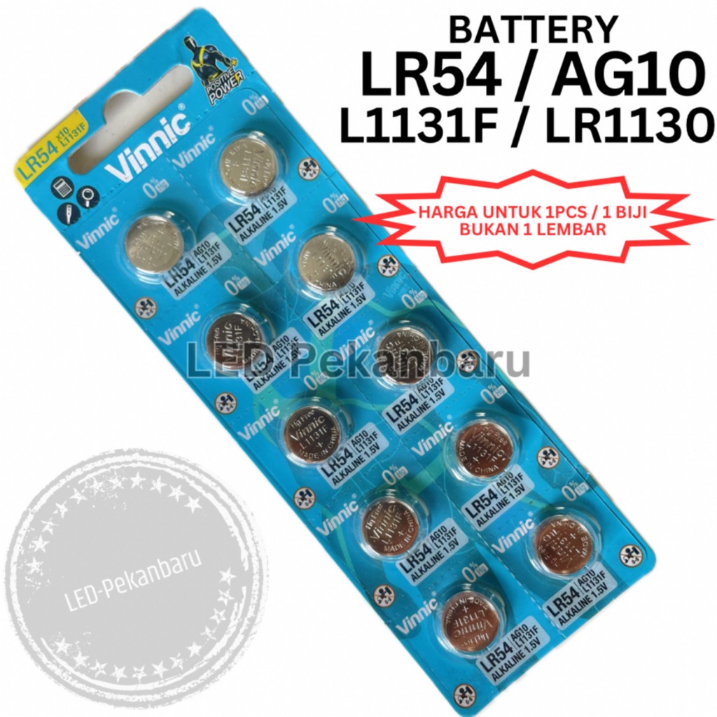 BATTERY AG10 LR1130 SR54 LR54 GP189 189 389 VINNIC BATERAI JAM TANGAN BATT ALKALINE 1.5V