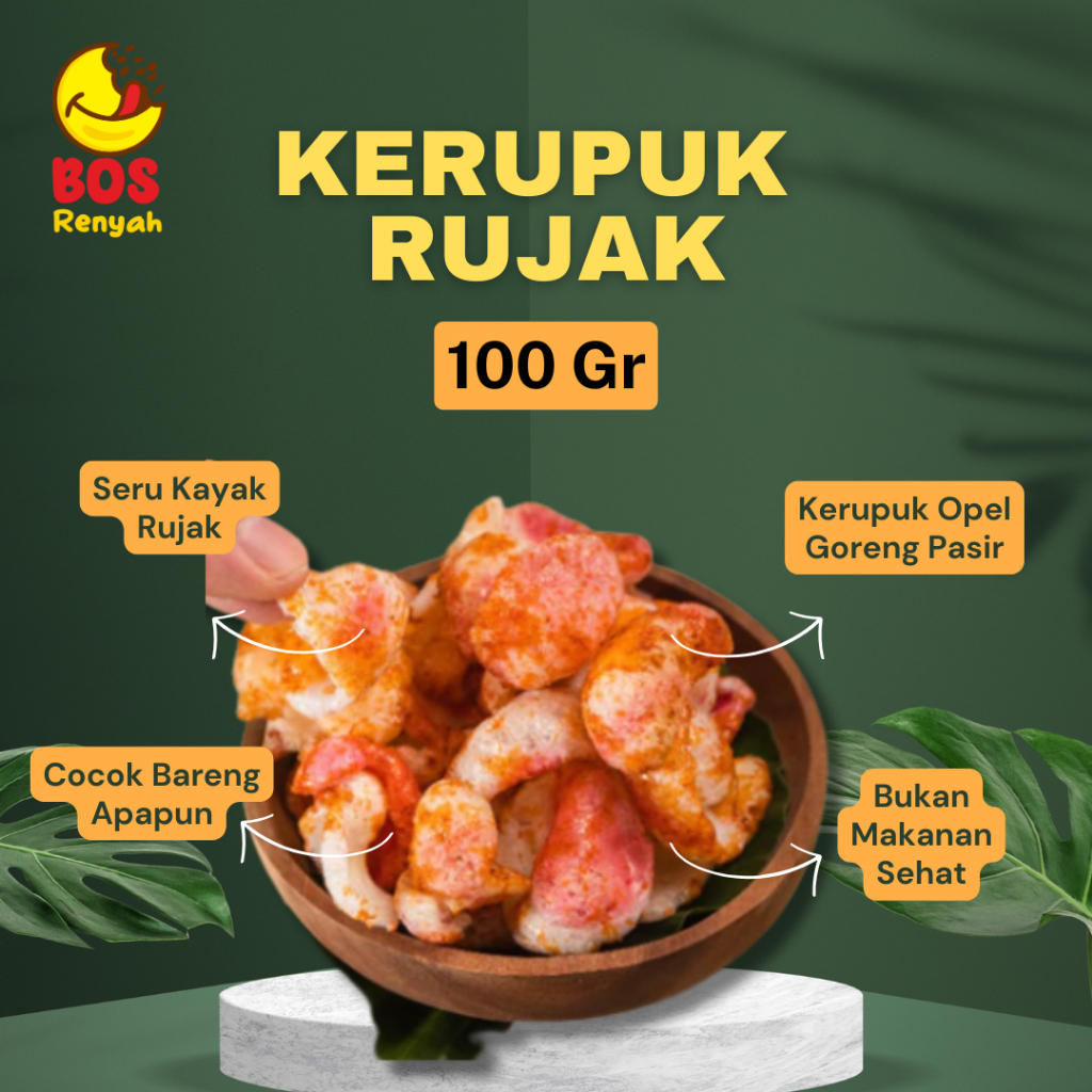 

Bosrenyah Kerupuk Rujak 100gr Snack Renyah dengan Bumbu Khas yang Bikin Ketagihan