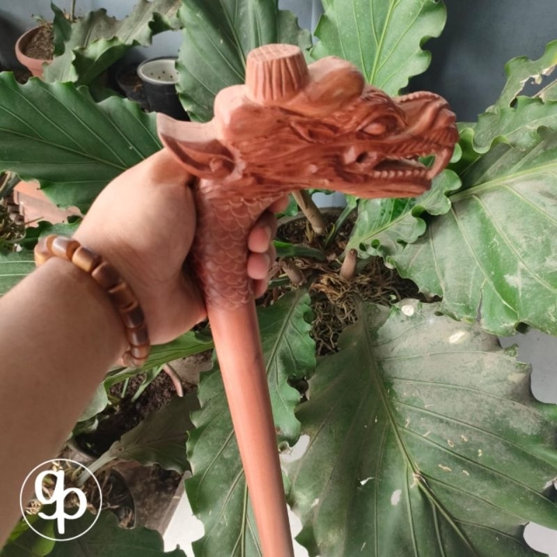 TONGKAT JALAN 1 METER TONGKAT JALAN KAYU NAGASARI UKIR NAGA KAYU NOGOSARI UKIR NAGA