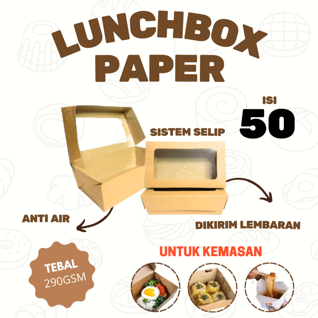 Paper Lunch Box Coklat  Kraft Lunch Box  Kardus Lunch Box