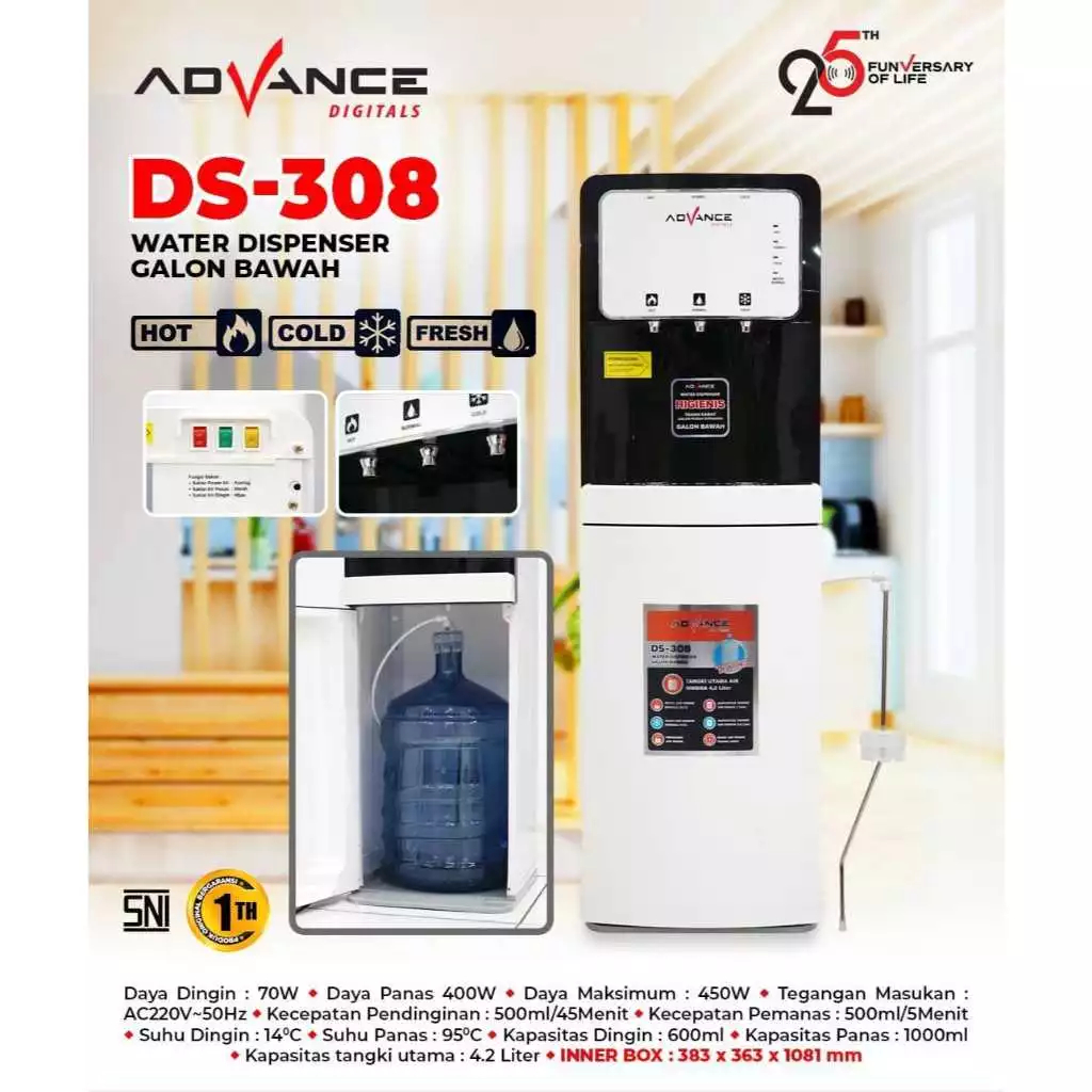 DISPENSER GALON ATAS ADVANCE DS-208/GALON BAWAH DS-308/DS-808 DISPENSER GALON BAWAH WATER DISPENSER 